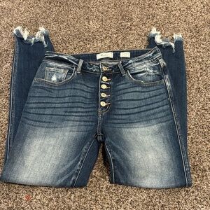 KanCan High Rise Button Fly Distressed Jeans